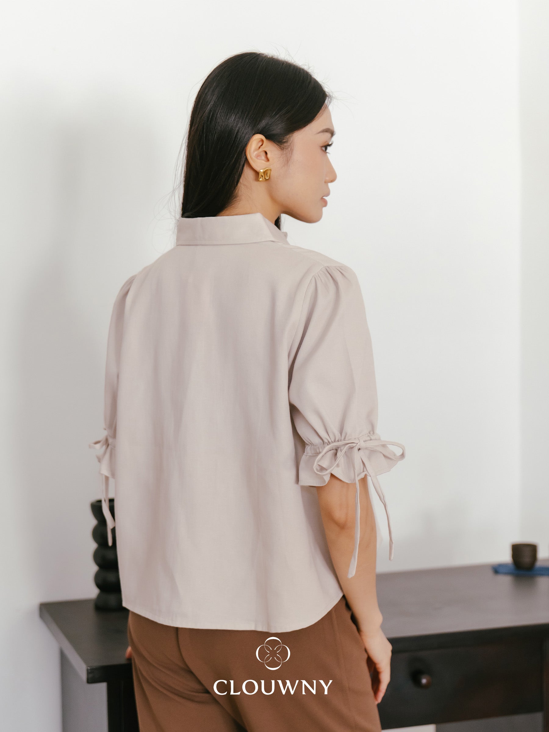 Osami Shirt Button Top - Khaki